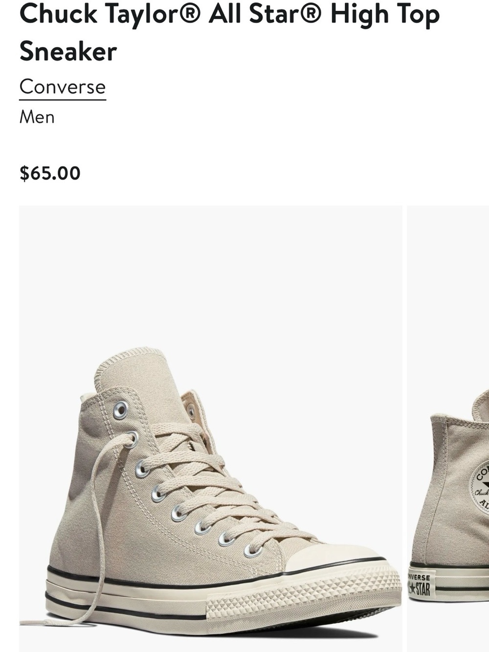 Converse Chuck Taylor® All Star® High Top Sneakers - Beige Canvas - Picture 13 of 13